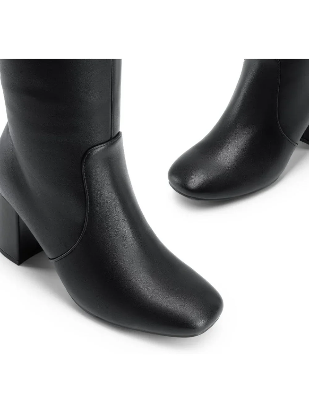 Dream Pairs Women's Black Square Toe Side Zipper Comfortable Knee High Boots
